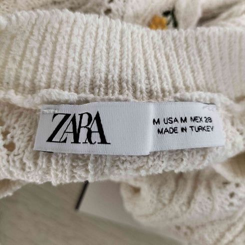 ザラ ZARA 花刺繍透かし L/S ニット プルオーバー レディース import:M