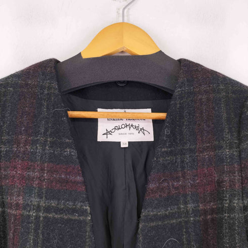 ヴィヴィアンウエストウッド アングロマニア Vivienne Westwood ANGLOMANIA チェック ノーカラーウールコート レディース 38