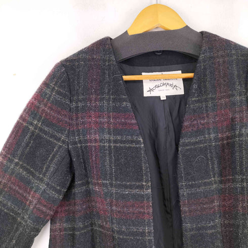ヴィヴィアンウエストウッド アングロマニア Vivienne Westwood ANGLOMANIA チェック ノーカラーウールコート レディース 38