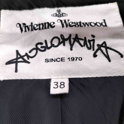 ヴィヴィアンウエストウッド アングロマニア Vivienne Westwood ANGLOMANIA チェック ノーカラーウールコート レディース 38