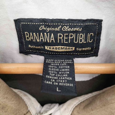 バナナリパブリック BANANA REPUBLIC 90S 本革襟切替 マルチポケット ハンティングジャケット メンズ import:L