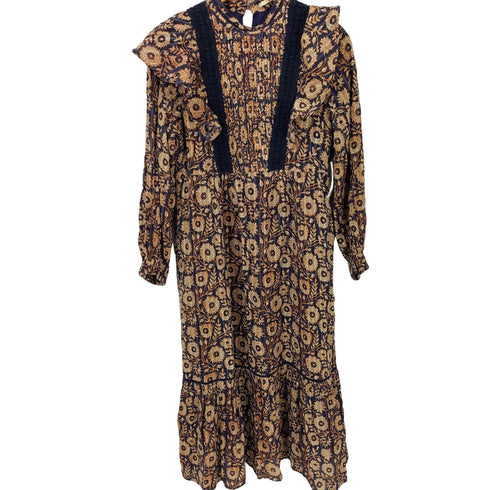 ヌキテパ NE QUITTEZ PAS 23AW COTTON LUREX STRIPE FLOWER PRINT FRILL DRESS レディース JPN:S