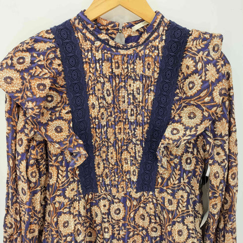 ヌキテパ NE QUITTEZ PAS 23AW COTTON LUREX STRIPE FLOWER PRINT FRILL DRESS レディース JPN:S