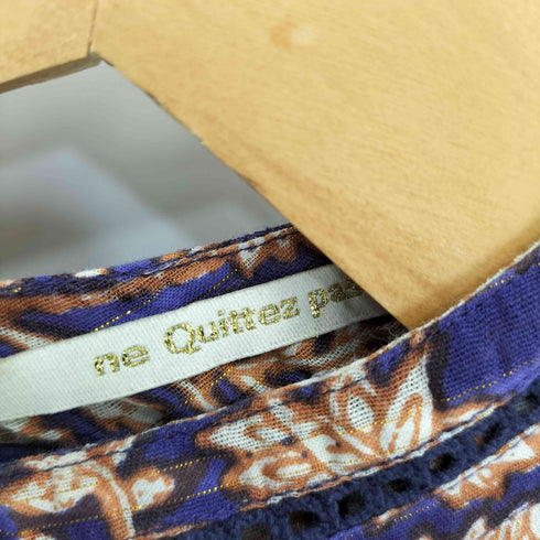 ヌキテパ NE QUITTEZ PAS 23AW COTTON LUREX STRIPE FLOWER PRINT FRILL DRESS レディース JPN:S