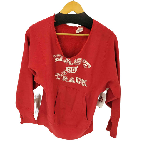 チャンピオン Champion 70S USA製 単色タグ REVERSE WEAVE EAST TRACK 3段プリント ダメージ加工 スウェット メンズ import:S