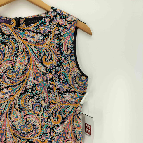 タルボット TALBOTS ペイズリー柄 総柄 マルチカラーノースリーブ ワンピース レディース US:6