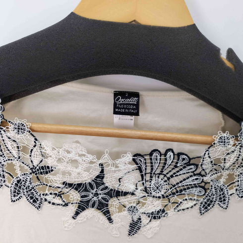 Oscalito イタリア製 七分丈ネックデザインTシャツ レディース JPN:2