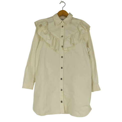 ザラ ZARA フリル デニムシャツワンピース チュニック レディース import:S