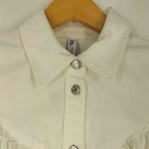 ザラ ZARA フリル デニムシャツワンピース チュニック レディース import:S