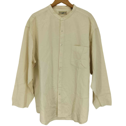 TRAVEL SMITH シルク コットン 織り バンドカラー シャツ カットオフ メンズ import:XL