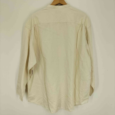 TRAVEL SMITH シルク コットン 織り バンドカラー シャツ カットオフ メンズ import:XL