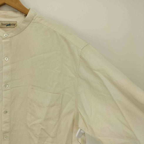 TRAVEL SMITH シルク コットン 織り バンドカラー シャツ カットオフ メンズ import:XL