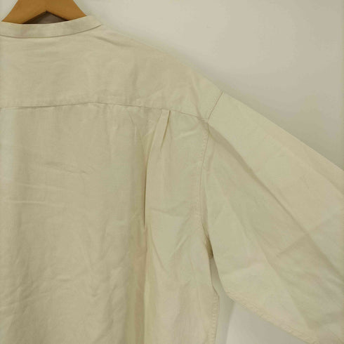 TRAVEL SMITH シルク コットン 織り バンドカラー シャツ カットオフ メンズ import:XL