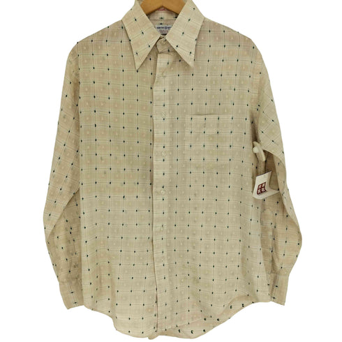 ガント GANT 60-70S USA製 NORTON DITTO Durable Press デカ襟芯 ユニオンチケット ステンシル 織り 総柄 L/S チェック シャツ メンズ