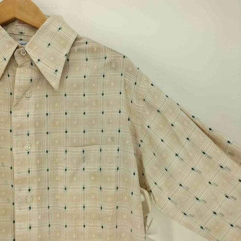 ガント GANT 60-70S USA製 NORTON DITTO Durable Press デカ襟芯 ユニオンチケット ステンシル 織り 総柄 L/S チェック シャツ メンズ