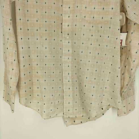ガント GANT 60-70S USA製 NORTON DITTO Durable Press デカ襟芯 ユニオンチケット ステンシル 織り 総柄 L/S チェック シャツ メンズ