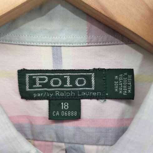 ポロバイラルフローレン Polo by RALPH LAUREN ポニー刺繍パステルカラー ボタンダウンチェックシャツ レディース 18