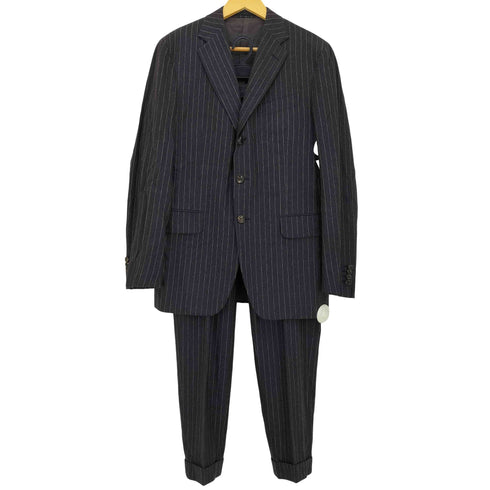 ボリオリ BOGLIOLI イタリア製 ピンストライプ ウールカシミヤ 3B テーラードジャケット センタープレス スラックスパンツ スーツ セットアップ メンズ 48