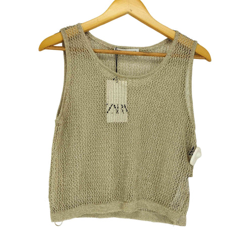 ザラ ZARA メタリックニットタンクトップ レディース S