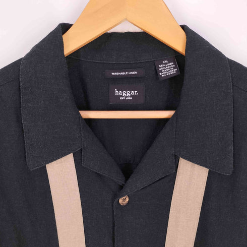ハガークロージング HAGGAR WASHABLE LINEN リネンレーヨン オープンカラーシャツ メンズ XXL