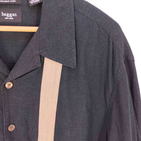 ハガークロージング HAGGAR WASHABLE LINEN リネンレーヨン オープンカラーシャツ メンズ XXL