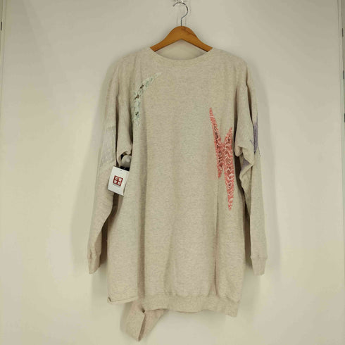 ノゾミイシグロ NOZOMI ISHIGURO レースアップリケ&カットワーク BIGクルーネックスウェット メンズ ONE SIZE