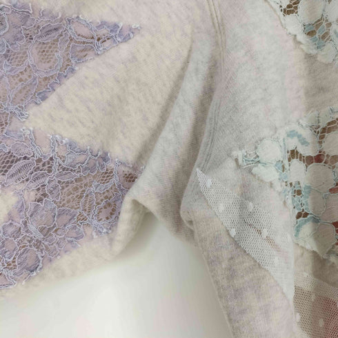 ノゾミイシグロ NOZOMI ISHIGURO レースアップリケ&カットワーク BIGクルーネックスウェット メンズ ONE SIZE