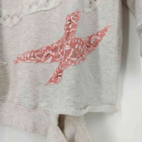 ノゾミイシグロ NOZOMI ISHIGURO レースアップリケ&カットワーク BIGクルーネックスウェット メンズ ONE SIZE