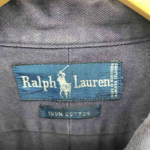 ラルフローレン RALPH LAUREN スモールポニー刺繍 ボタンダウンン長袖シャツ ロング丈 メンズ