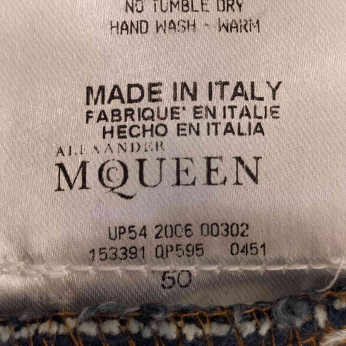 アレキサンダーマックイーン Alexander McQueen イタリア製 バック刺繍 ボタンフライ デニム メンズ 50