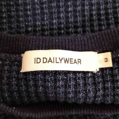 アイディーデイリーウェア ID DAILYWEAR ワッフル サーマル ロング サイドスリット Tシャツ メンズ JPN:3