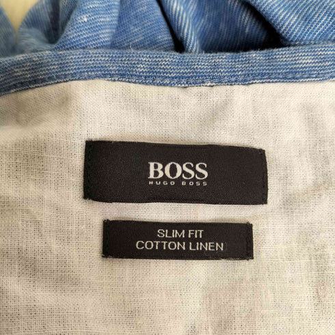 ボスヒューゴボス BOSS HUGO BOSS SLIM FIT COTTON LINEN ヘンリーネックTシャツ メンズ import:S