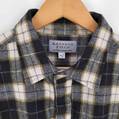 ケネスフィールド KENNETH FIELD ROOMY SHIRTS NEL CHECK ネルチェック ハーフボタン ルーミーシャツ メンズ import:XL