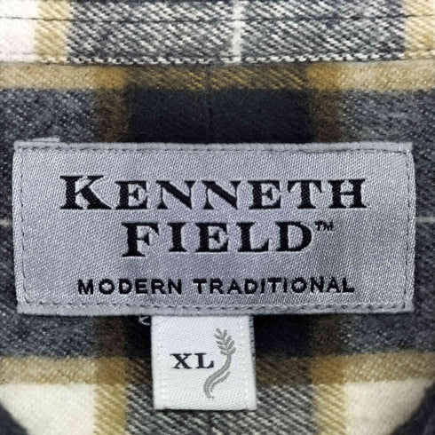 ケネスフィールド KENNETH FIELD ROOMY SHIRTS NEL CHECK ネルチェック ハーフボタン ルーミーシャツ メンズ import:XL