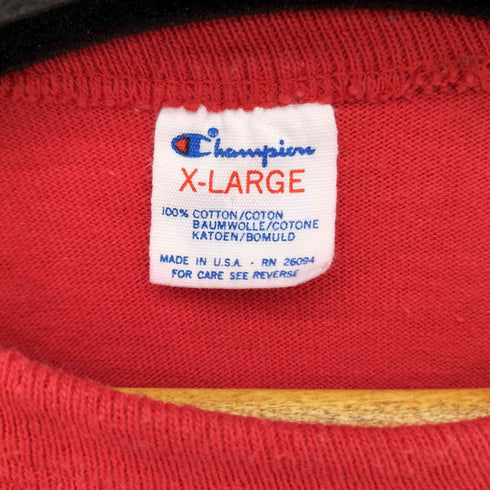 チャンピオン Champion 80S USA製 シングルステッチ フロントプリント S/S シティーTシャツ メンズ import:XL