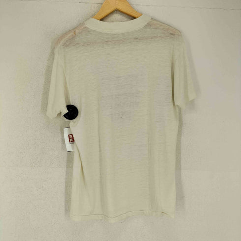 80~90s 袖 裾シングル メッセージプリント 半袖Tシャツ カットソー メンズ