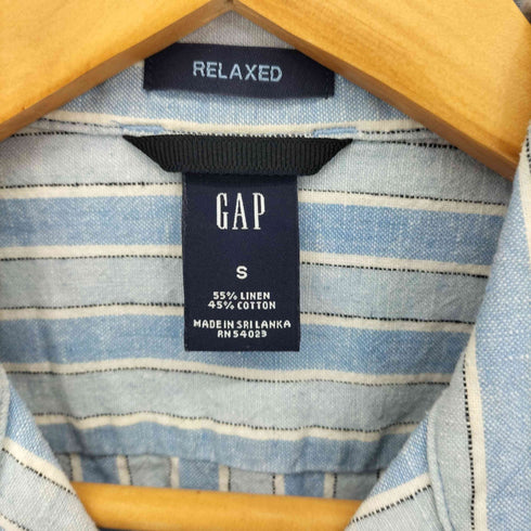 ギャップ Gap リネン混 ストライプ 半袖開襟シャツ RELAXED メンズ import:S