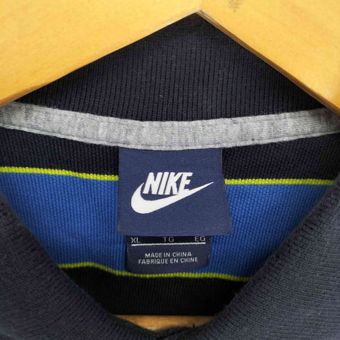 ナイキ NIKE 00S スウッシュ刺繍ボーダーポロシャツ メンズ XL