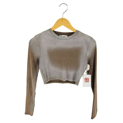 ザラ ZARA グラデーション クロップド ロングスリーブTシャツ Y2K レディース import:M