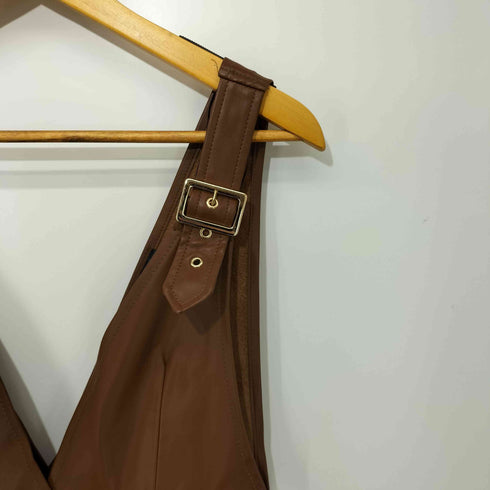 ザラ ZARA Leather Pinafore Pleated Dress レディース import:M