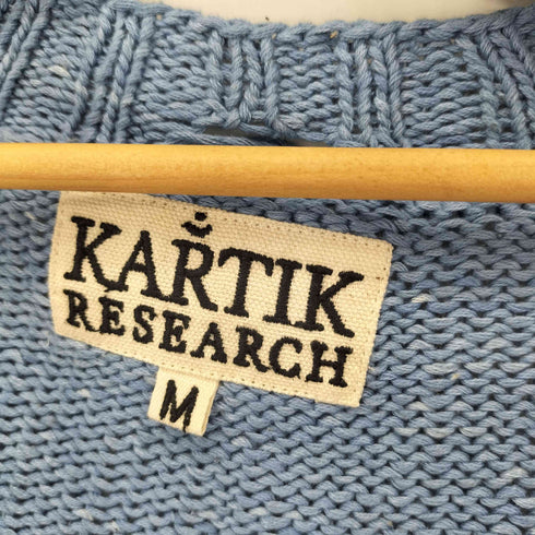 KARTIK RESEARCH インターシャニットコットン カーディガン ダメージ加工 メンズ import:M