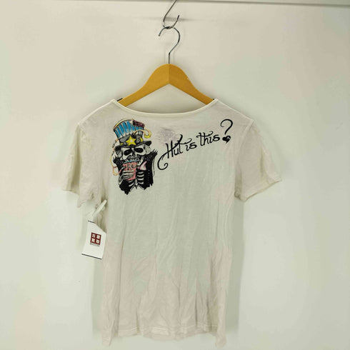 両面プリント スカルプリントクルーネックTシャツ Y2K チビT メンズ