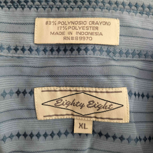 Eighty Eight レーヨンポリ ストライプシャツ メンズ import:XL