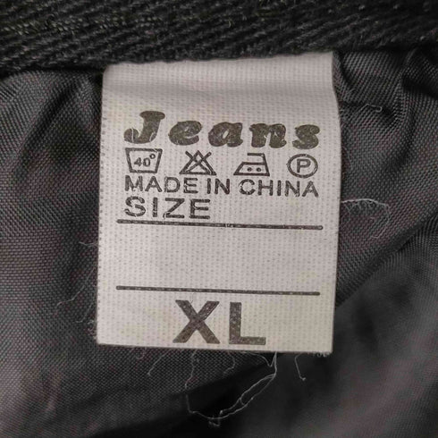 jeans フリンジデザインブラックデニムパンツ メンズ XL