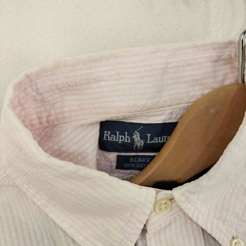ラルフローレン RALPH LAUREN BLAKE シアサッカー半袖ボタンダウンシャツ メンズ import:L