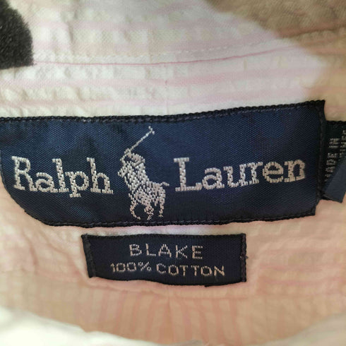 ラルフローレン RALPH LAUREN BLAKE シアサッカー半袖ボタンダウンシャツ メンズ import:L