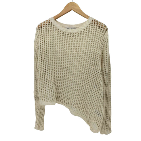 ザラ ZARA Asymmetry Mesh Knit Sweater メッシュ ニットセーター レディース import:L