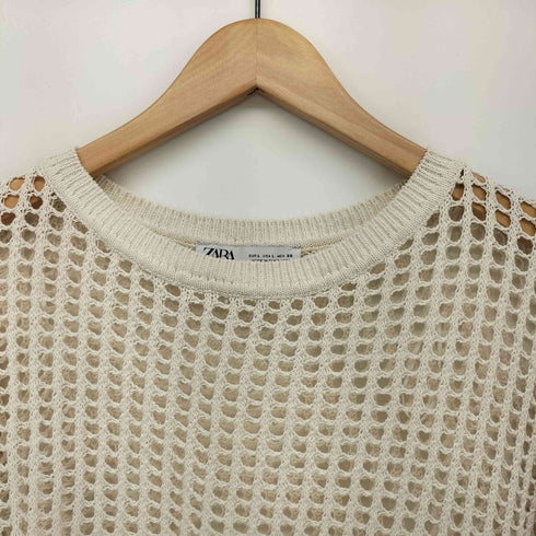 ザラ ZARA Asymmetry Mesh Knit Sweater メッシュ ニットセーター レディース import:L