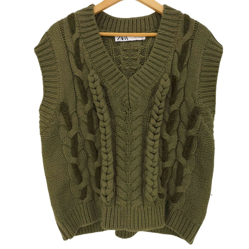 ザラ ZARA Vネック ニットベスト レディース import:M