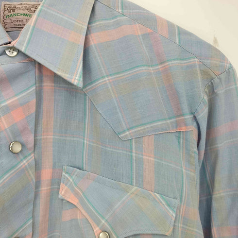 エイチバーシー H BAR C 70S USA製 RANCHWEAR チェック ウエスタンシャツ メンズ 15 1/2 : 33